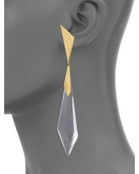 Alexis Bittar Studded Faceted Lucite Dangling Clip On Earrings