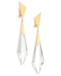Alexis Bittar Studded Faceted Lucite Dangling Clip On Earrings