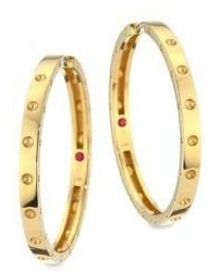 Roberto Coin Symphony Pois Mois Large 18k Yellow Gold Hoop Earrings125