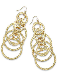 Kate Spade Thalia Sodi Gold Tone Hammered Multi Circle Linear Earrings