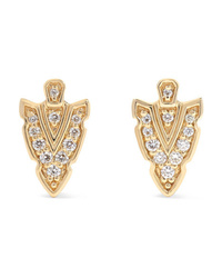 Sydney Evan Tiny Arrowhead 14 Karat Gold Diamond Earrings
