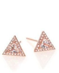 Ef Collection Triangle Diamond White Topaz 14k Rose Gold Stud Earrings