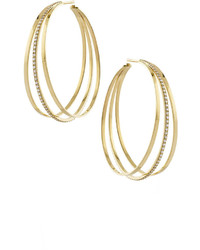 Lana Triple Link Hoop Earrings With Diamonds In 14k Gold