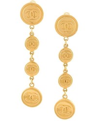 Chanel Vintage Coin Drop Clip On Earrings