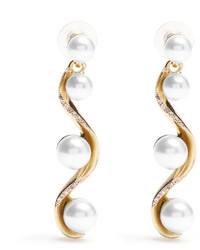 Oscar de la Renta Waved Crystal Pearl Drop Earrings