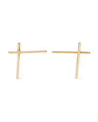 Saskia Diez Wire Cross 18 Karat Gold Earrings