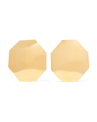 Annie Costello Brown Zyed Gold Tone Earrings