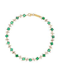 Suzanne Kalan 18 Karat Gold Diamond And Emerald Bracelet