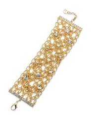 Alfani Gold Tone Crystal Link Cuff Bracelet