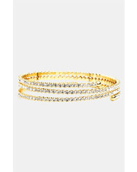 Cara Accessories Crystal Coil Bracelet Gold Clear Crystal