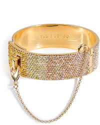 Eddie Borgo Gold Plated Safety Chain Cuff With Crystal Embellisht