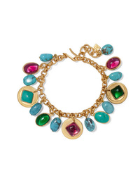 Loulou de la Falaise Gold Plated Turquoise And Glass Bracelet