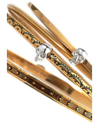 Alexander McQueen Set Of Four Gold Tone Embellished Bracelets One Size