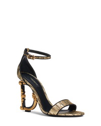 Dolce & Gabbana Logo Heel Metallic Sandal