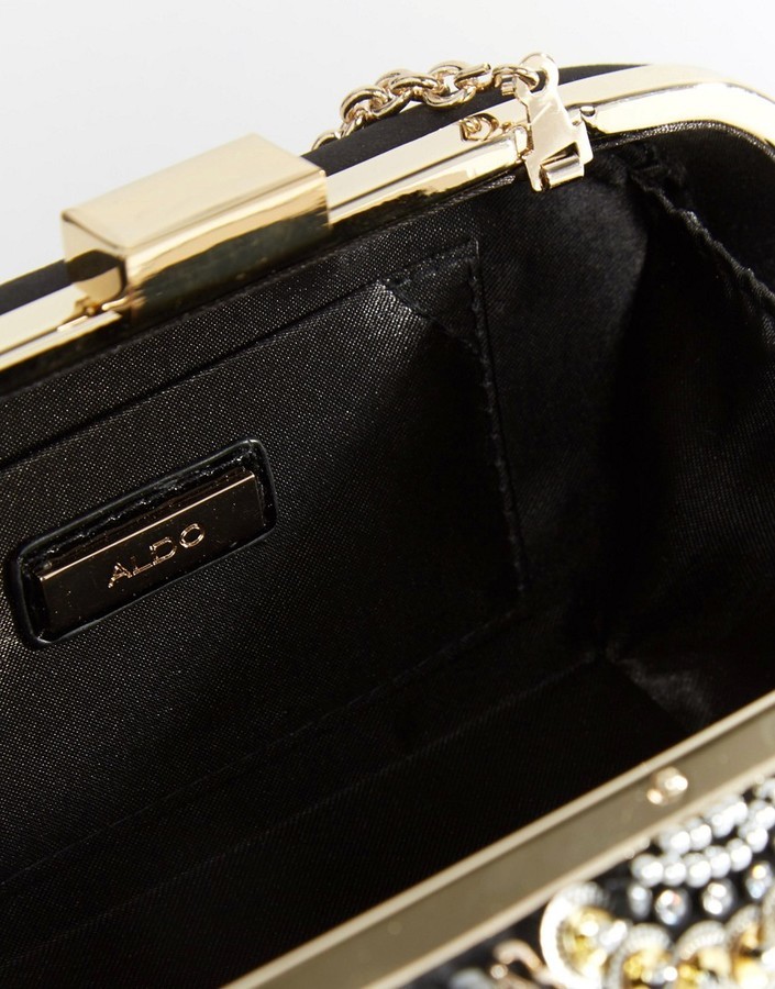 Aldo Black Metallic Beaded Box Clutch Bag, $37 | Asos | Lookastic