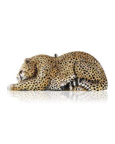 Judith Leiber Seamless Leopard Crystal Clutch Bag Multi