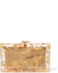 Charlotte Olympia Pandora Foil Embellished Perspex Clutch Gold