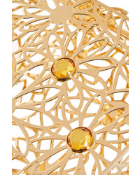 Charlotte Olympia Pandora In Bloom Crystal Embellished Gold Tone Clutch One Size