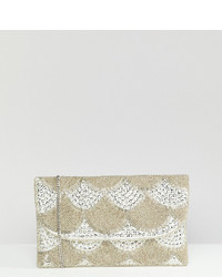 True Decadence Silver Embellished Fold Over Clutch