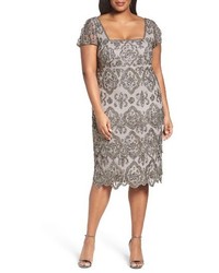 Pisarro Nights Plus Size Lace Tiers Embellished Cocktail Sheath Dress