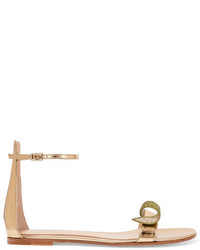 Gianvito Rossi Crystal Embellished Metallic Leather Sandals Gold