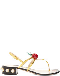 Gucci Hatsumomo Cherry Embellished Leather Sandals