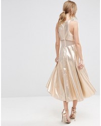Asos Metallic Crop Top Embellished Midi Dress