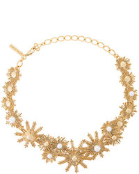 Oscar de la Renta Embellished Flower Necklace