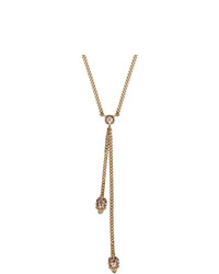 Alexander McQueen Gold Double Chain Skull Necklace