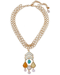 Loulou de la Falaise Gold Plated Multi Stone Necklace