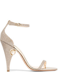 Nicholas Kirkwood Penelope Embellished Metallic Mesh Sandals Gold