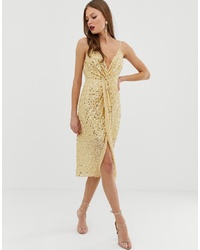 ASOS DESIGN Midi Py Cami Dress With Knot Front Plunge In Scatter Sequin