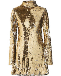 Gold Embellished Sequin Shift Dress