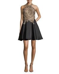 XSCAPE Embroidered Mikado Party Dress