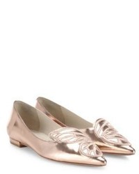Gold Embroidered Leather Ballerina Shoes