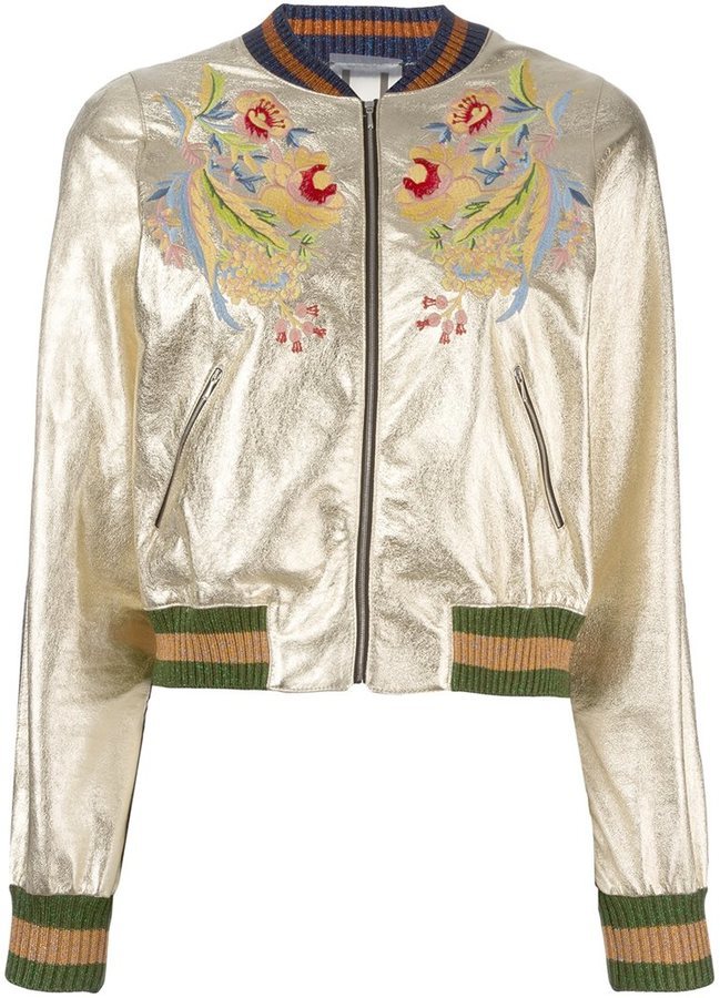 Aviu Avi Embroidered Floral Bomber Jacket, $728, farfetch.com