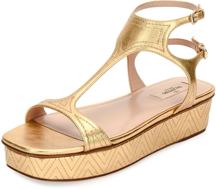 gold flatform sandals