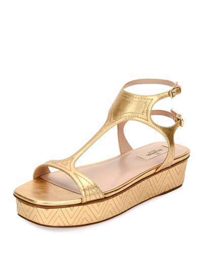 gold flatform sandals