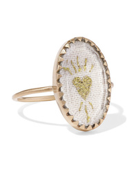 Pascale Monvoisin Blossom N3 9 Karat Gold Cotton And Glass Ring