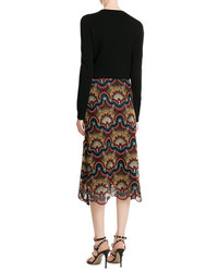 Valentino Embroidered Skirt With Metallic Thread