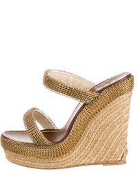 Christian Louboutin Chain Embellished Espadrille Wedges