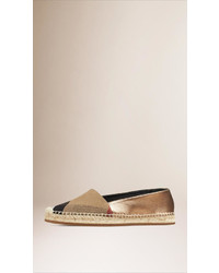 Burberry Check Jute Cotton And Leather Espadrilles