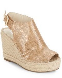 Kenneth Cole Odette Metallic Leather Espadrille Wedge Sandals