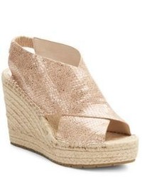 Kenneth Cole Ona Metallic Leather Espadrille Wedge Sandals