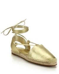 Michael Kors Michl Kors Collection Tiffany Metallic Leather Lace Up Espadrille Flats