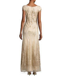 LM Collection Glittered Cap Sleeve Gown Gold