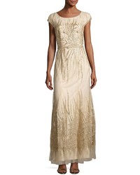 LM Collection Glittered Cap Sleeve Gown Gold