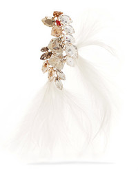 Lanvin Gold Tone Feather And Crystal Brooch