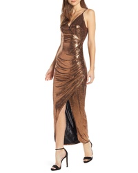 WAYF Sonnie Ruched Metallic Dress