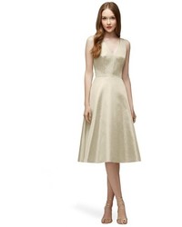 Lela Rose Bridesmaid V Neck Metallic Fit Flare Dress